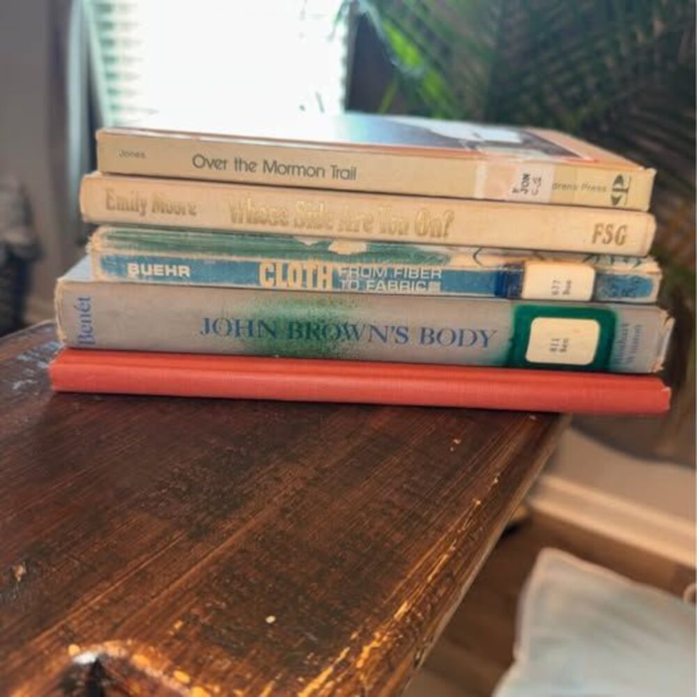 Lot of 5 Vintage Hardcover Books: John Brown's Body, Over the Mormon Trail,